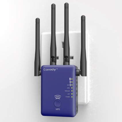 Coredy AC1200 Mini WiFi Dual Band Range Extender/ Access Point / Router with Four External Antennas ( Model : CX-E120 )