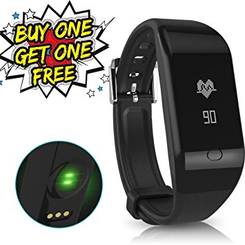 Fitpolo Heart Rate Monitor Waterproof Bluetooth Smart Fitness Tracker Wristband,Silicone wristband,Calorie and Step Counter,Call Notification for Android iOS.