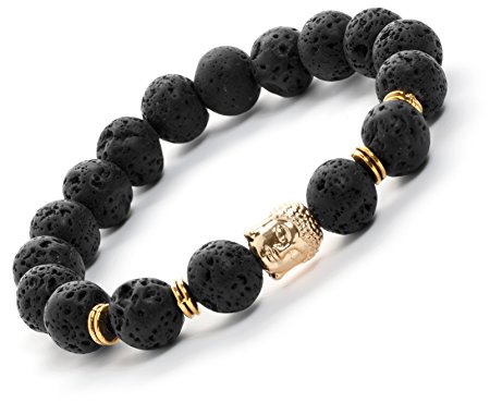 Buddha Root Chakra Bracelet - Gold Plated Volcanic Lava Healing Bracelet for Men, Women, and Yogis