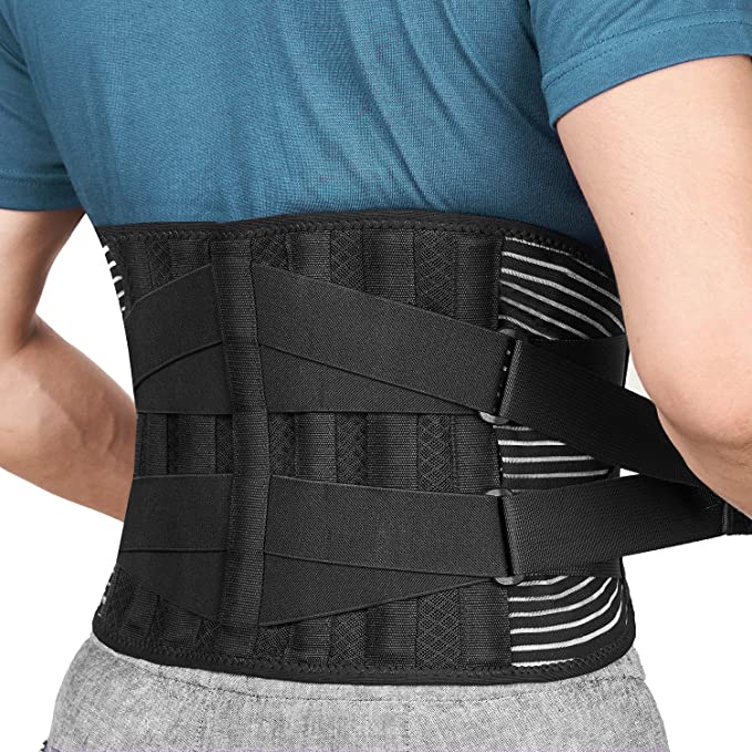 Freetoo Back Braces for Lower Back Pain Relief with 6 Stays, Breathable Back Support Belt for Men/Women for Work, Anti-Skid Lumbar Support Belt with 16-Hole Mesh for Sciatica(XL)