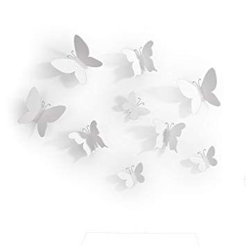 Umbra Mariposa – Metal Wall Décor, White, Set of 9