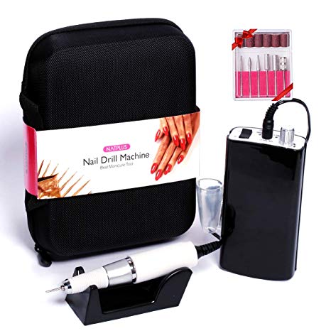 Natplus Professional Nail Drill Machine 30000 RPM Upgrade with Tool Bag Portable Rechargeable E-file Electric Nail File Manicure Pedicure Set for Acrylic Gel Nails 110-220V.