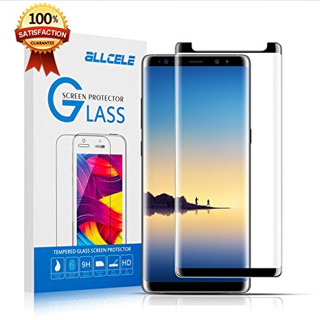 Galaxy Note 8 Glass Screen Protector Note8 Tempered Glass Case Friendly 3D Curved Full Coverage HD Clear [Easy To Install] Anti- Scratch Anti-Fingerprint Film for Samsung Galaxy Note 8 Black ALLCELE