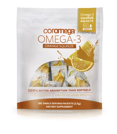 Coromega Omega3 Squeeze Packets Orange 120-Count