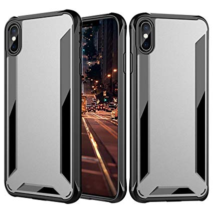 iPhone Xs Max Case, Amextrian Shock Absorption Protective Cases, Soft TPU Bumper Cover   Durable Hard Shell PC Back Hybrid Slim Case for iPhone Xs Max (2018)-Black/Clear