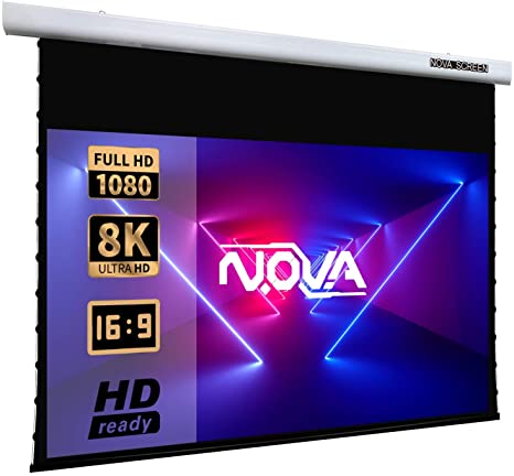 NovaScreen Spectrum Tab-Tension, 100-inch, Active 3D 1080 8K Ultra HD [16:9]. Electric Motorized Projector Screen, Indoor/Outdoor Projector Movie Screen for Home Theater.