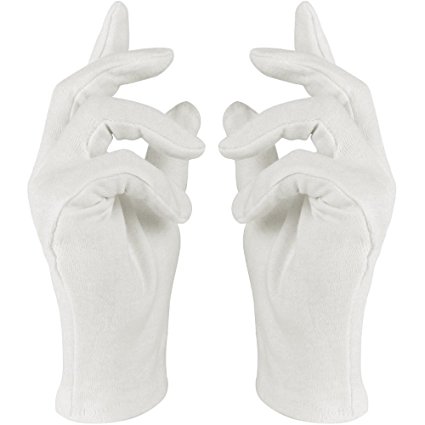 Rovtop 8 Pairs White Cotton Gloves, Soft Gloves White Work Gloves 8.6 Inches for Jewllery Inspection, Hand Moisturizing and More