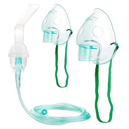 Compressor Cool Mist Inhaler Kit Oxygen Mask for Adult & Child with Air Tubing Breathing Mouthpiece