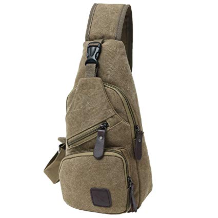 Canvas Chest Pack Crossbody Casual Sling Shoulder Bag(502)