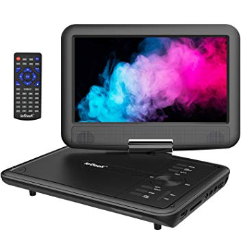 ieGeek 11.5" Portable DVD Player with SD Card Slot and USB Port, 5 Hour Updated Rechargeable Battery, Support Memory Playing, Loop Playing, Region Free, Black