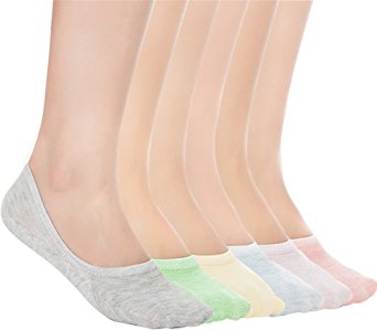 Women’s Casual No Show Socks Athletic Cotton Liner Socks Anti-Slip Ladies Stockings Thin Low Cut Socks Candy Color 6 Pairs