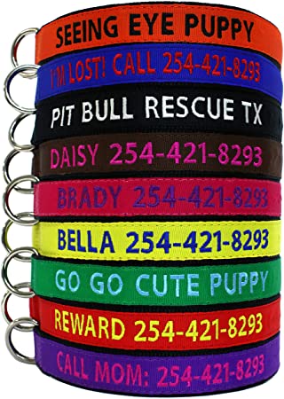 Go Go Cute Puppy- Personalized Dog Collars - Custom Embroidered Collar with Pet Name & Phone Number - 4 Adjustable Sizes - 9 Bright Colors for Boy and Girl Dogs