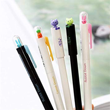 Cute Rabbit and Radish Press Shape Gel Ink Pens Novelty Animal Writing Pens 8 Pack