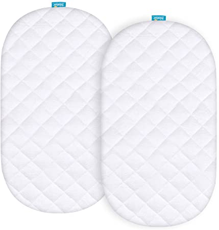 Bamboo Bassinet Mattress Pad Cover Compatible with SNOO Smart Sleeper Baby Bassinet, 2 Pack, Waterproof, Ultra Soft Sleep Surface, Breathable and Easy Care