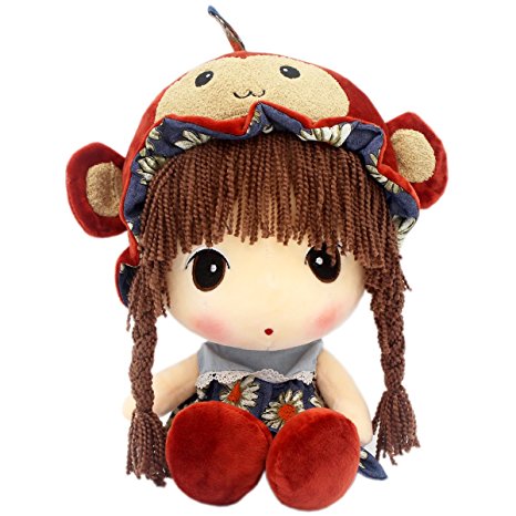 JIARU Soft Stuffed Toys Plush Dolls Adorable Big Head Girl (Color C 16 Inches)