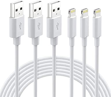 Lightning Cable MFi Certified - iPhone Charger 3Pack 3ft Durable Lightning to USB A Charging Cable Cord for iPhone 11 Xs Max XR X 8 Plus 7 Plus 6S 6 Plus SE 2020 5S iPad Pro iPod Airpods - White