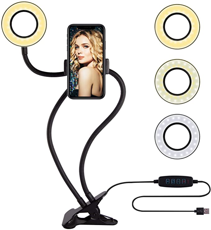 Unifree Professional Selfie Ring Light and Cell Phone & Webcam Holder Stand for Live Stream, Makeup TIK Tok, Vigo, YouTube and Video Recording.