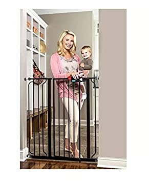 Regalo Deluxe Easy Step 41" Extra-Tall Walk Through Pet & Baby Safety Security Gate Black - Steel Construction Durable and Sturdy - 1-Hand Open with Safety Locking Feature