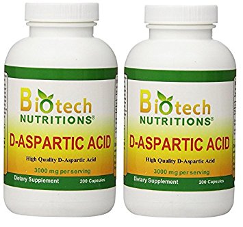 Biotech Nutritions D-Aspartic Acid Dietary Supplement, 3000 mg (400 Capsules)