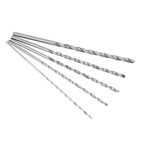 5PCS Extra Long High-Speed Steel Drill Bit Sets Straight Shank Twist Drill Bit Tool 2-5mm for Wood