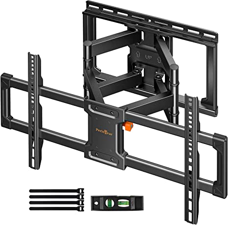 Perlegear Full Motion TV Wall Mount for 42-85 inch TVs up to 132 lbs, TV Mount Wall Bracket with Dual Articulating Arms, Tool-Free Tilt, Swivel, Extension, Leveling, Max VESA 600x400mm, PGLF8