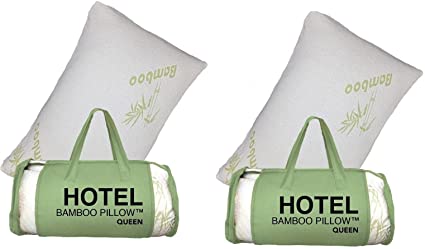 Bamboo 2 Pack Queen Hotel Pillow Memory Foam Hypoallergenic Cool Comfort New