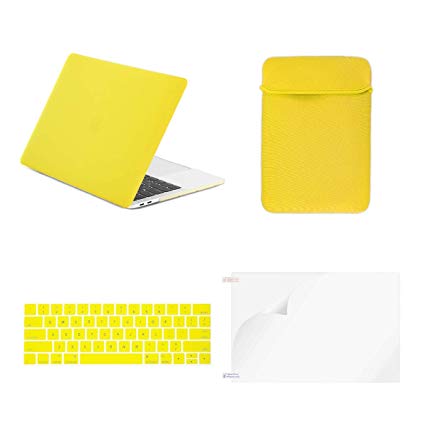 TOP CASE - 4 in 1 Matte Hard Case, Keyboard Cover, Sleeve, Screen Protector Compatible with MacBook Pro 13" with/Without Touch Bar Model: A1989 / A1706 / A1708 (Release 2016-2019) - Tuscany Yellow
