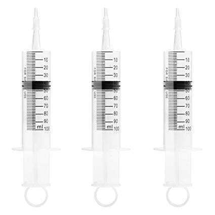 3 Pack 100ml Syringes, Large Plastic Syringe for Scientific Labs and Liquid Dispensing Metric Multiple Uses