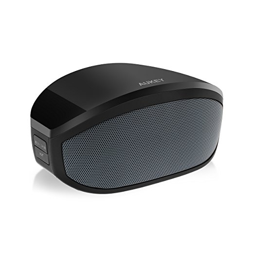 Aukey Portable Wireless Bluetooth Speaker, 8 Hour Playtime, Dual 3W Driver, Enhanced Bass Boost, Built in Mic, 3.5mm AUX Port (BT013, Black)