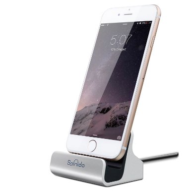 iPhone Dock with Lightning Cable Connector Supports Cases, Spinido® Charge and Sync Stand for Desk Compatible With iPhone 6/6 plus/5/5s (Updated version),(Silver)