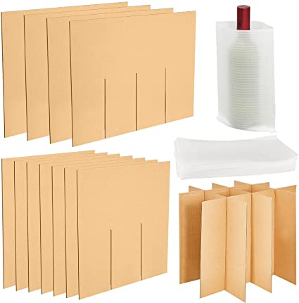 2 Pack Glass Divider Kits for Moving, Kitchen Moving Box Kit Dish Packing Moving Boxes, 10 Corrugate Dividers with 24 Foam Pouches Fits in 16 x 12 x 12 Inch Box (Box Not Included)