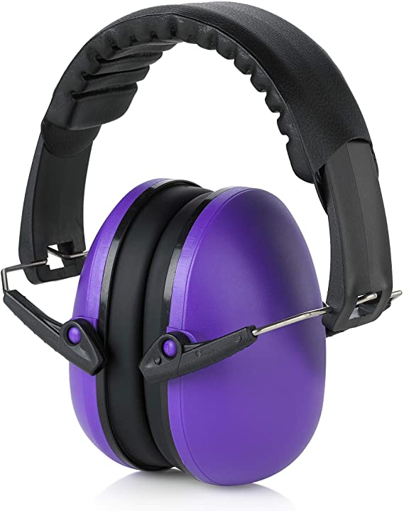 Hearing Protection and Noise Reduction Earmuffs - Lightweight, Adjustable and Foldable NRR 20dB Safety Ear Protection for Shooting, Heavy Machinery Work and Hunting Fits Adults and Kids, Purple