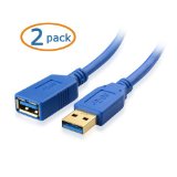 Cable Matters 2 Pack SuperSpeed USB 30 Type A Male to Female Extension Cable in Blue 6 Feet