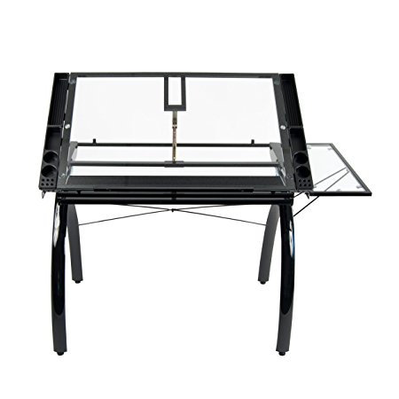 Studio Designs 10097 Futura Craft Station with Folding Shelf, Black with Clear Glass