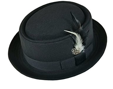 Men's Classic Wool Felt PorkPie Pork Pie Fedora Hats With Feather DTHE10
