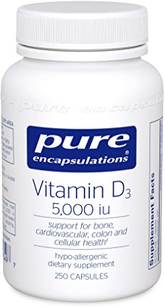 Pure Encapsulations - Vitamin D3 5,000 IU - Hypoallergenic Support for Bone, Breast, Prostate, Cardiovascular, Colon and Immune Health* - 250 Capsules