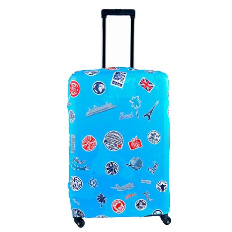 Travel Around The World Protective Blue Suitcase Trolley Luggage Cover L Size Fits 26 30 Inch