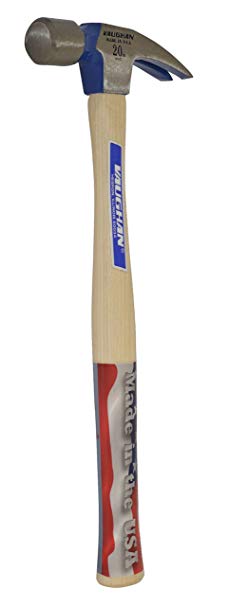 Vaughan 999L 20-Ounce Professional Framing Hammer, Smooth Face, Longer White Hickory Handle, 16-Inch Long.