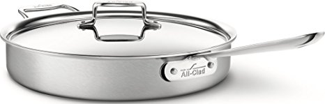 All-Clad BD55406 D5 Brushed 18/10 Stainless Steel  5-Ply Bonded Dishwasher Safe Saute Pan with Lid Cookware, 6-Quart , Silver