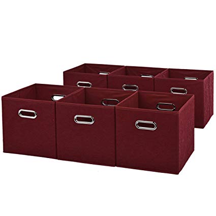 VCCUCINE Foldable Fabric Cube Storage Baskets, 6 pack Red Cubeicals Containers Drawers