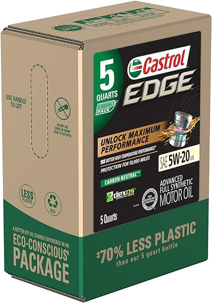 Castrol EDGE 5W-20 Advanced Full Synthetic Motor Oil, 5 Quart Eco Pack