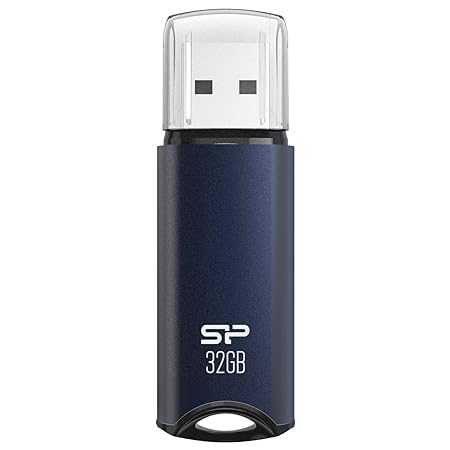 SP Silicon Power 32GB USB 3.0 Flash Drive, Aluminum Casing Built-in Strap Hole, USB 3.2 Gen 1 USB 2.0 Thumb Drive Pen Drive Memory Stick, Navy Blue, Marvel M02 Series