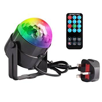 Disco Ball Party LED Stage Light, YaFex Mini 7 Colors Strobe Dj Stage Lights RGB Music/Auto/Flash Lamp Sound Actived Crystal Magic Rotating Ball Lights Effect by remote control for Celebrations Parties Kids Birthday Karaoke Show Wedding Bar Pub