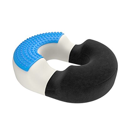 Large bonmedico® orthopaedic surgical ring / donut pillow with innovative gel cushion for relief of haemorrhoids (piles) and coccyx pain and discomfort, suitable for wheelchair, car seat, home, office or travel, in black