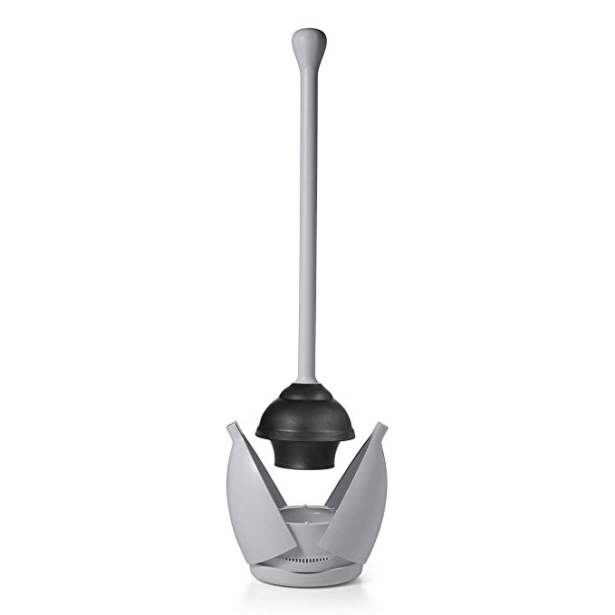 OXO Good Grips Toilet Plunger with Holder, Gray