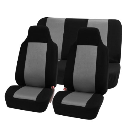 FH-FB102112 Classic Cloth Car Seat Covers Gray  Black color