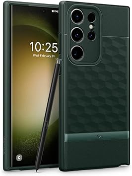 Caseology Parallax Case for Samsung S23 Ultra, [Military Drop Protection] S23 Ultra Case Ergonomic 3D Hexa Cube Designed Case for Samsung Galaxy S23 Ultra 5G - Midnight Green