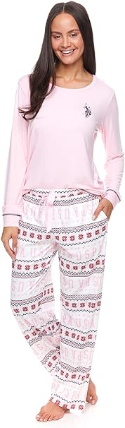 U.S. Polo Assn. Womens Pajamas Set with Pockets - Long Sleeve Shirt and Pajama Pants Loungewear Set