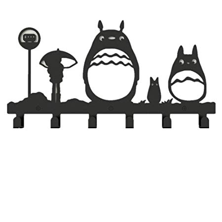 YOURNELO Metal Cute Totoro Wall Mounted Coat Rack 6 Hooks