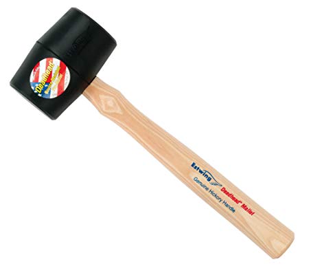 Estwing Deadhead Rubber Mallet - 18 oz Soft-Face Hammer with Bounce Resistant Head & Hickory Wood Handle - DH-18